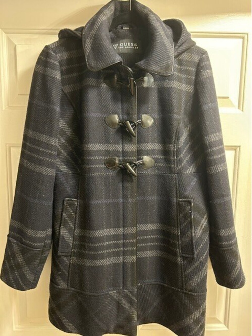 Guess Los Angeles Women's Plaid Toggle Coat with Hood, Size XL